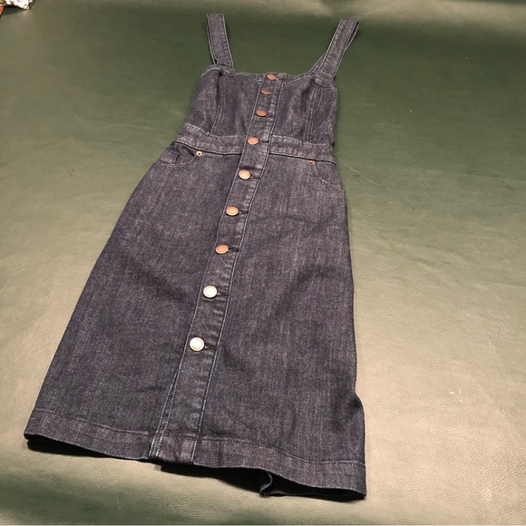 NWOT A New Day Jean Denim Sleeveless Cotton Apron Dress w Criss Cross Back - Picture 12 of 16